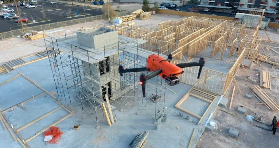 UAV drone survey over an active construction site